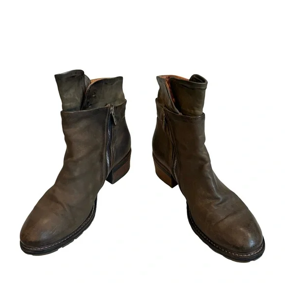 A.S. 98 Cadmus Distressed Leather Motorcycle Boot, Sz 41 - Picture 3 of 16